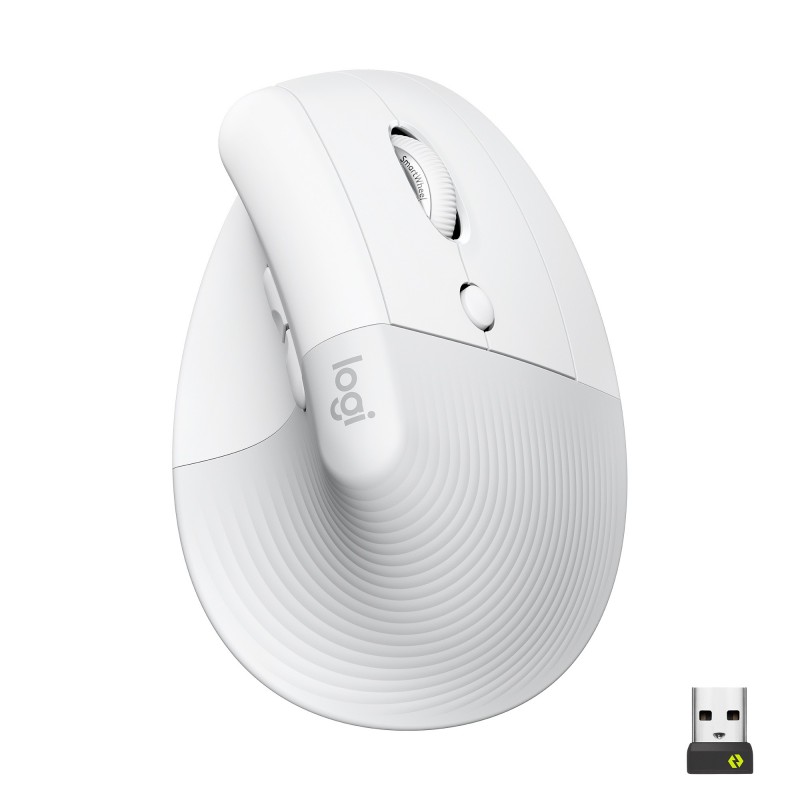 Logitech Lift Mouse Ergonomico Verticale, Senza Fili, Ricevitore Bluetooth o Logi Bolt USB, Clic Silenziosi, 4 Tasti,