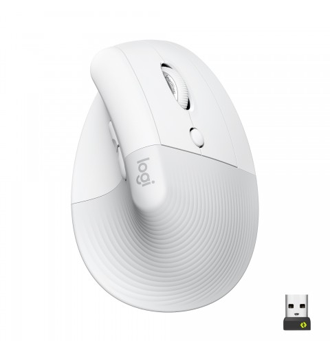 Logitech Lift Mouse Ergonomico Verticale, Senza Fili, Ricevitore Bluetooth o Logi Bolt USB, Clic Silenziosi, 4 Tasti,