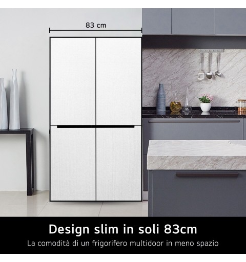 LG GMB844MC4E Frigorifero Multidoor Slim, Classe E, 530L, Wi-Fi, Total No Frost, Nero