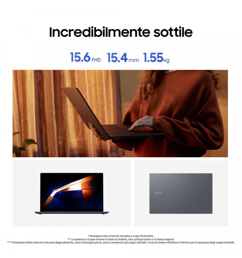 Samsung Galaxy Book4 Intel Core 7 150U Ordinateur portable 39,6 cm (15.6") Full HD 16 Go LPDDR4x-SDRAM 512 Go SSD Wi-Fi 6