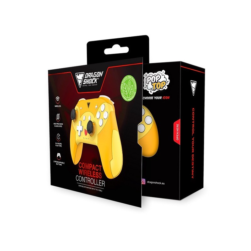 Dragonshock PopTop Compact Arancione, Rosso, Giallo Bluetooth Gamepad Nintendo Switch