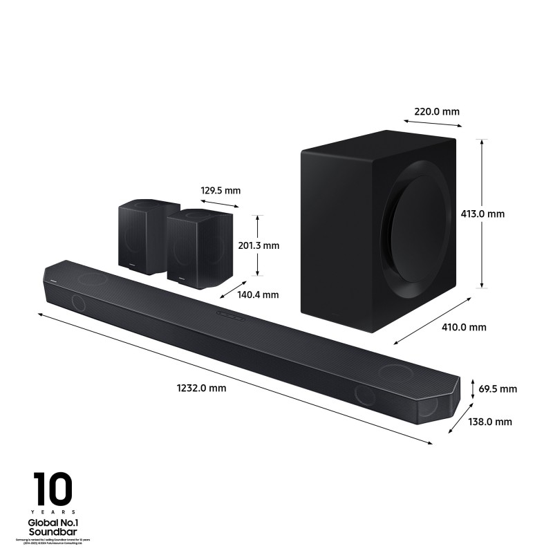 Samsung Soundbar HW-Q990D ZF Serie Q, 22 Speaker, Wireless Dolby Atmos, Audio a 11.1.4 Canali, Q-Simphony, Alexa integrato e