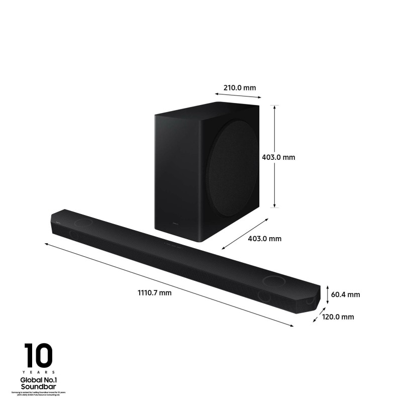 Samsung Soundbar HW-Q800D ZF Serie Q, 11 Speaker, Wireless Dolby Atmos, Audio a 5.1.2 Canali, Q-Simphony, Alexa integrato e