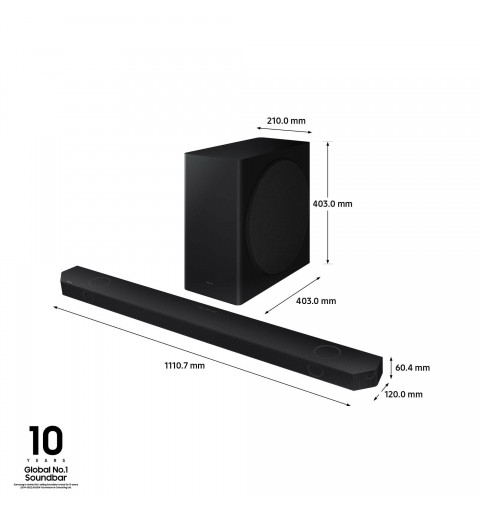 Samsung Soundbar HW-Q800D ZF Serie Q, 11 Speaker, Wireless Dolby Atmos, Audio a 5.1.2 Canali, Q-Simphony, Alexa integrato e