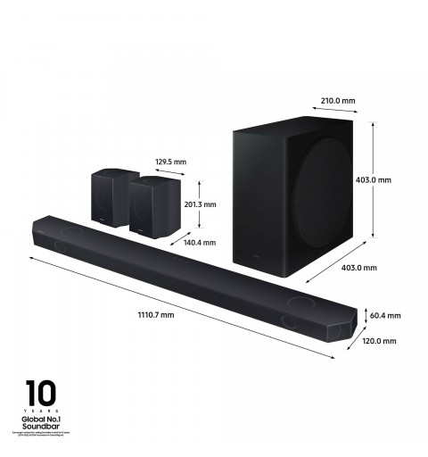 Samsung Soundbar HW-Q930D ZF Serie Q, 17 Speaker, Wireless Dolby Atmos, Audio a 9.1.4 Canali, Q-Simphony, Alexa integrato e