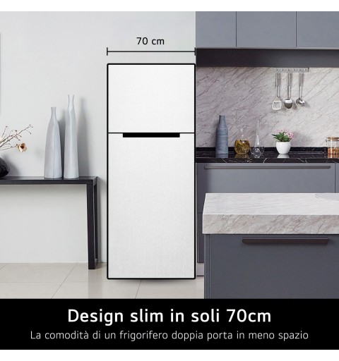 LG GTBV44SEBKD Frigorifero doppia porta 70cm, Classe E, 461L, Door & Linear Cooling, Argento