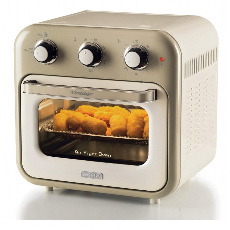 Ariete Vintage 4632 Friggitrice ad aria e forno , 1400W, 2in1, Capacità 16L, Accessori inclusi, Timer 60 minuti, Doppio vetro,