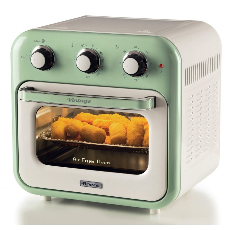 Ariete Vintage 4632 Friggitrice ad aria e forno , 1400W, 2in1, Capacità 16L, Accessori inclusi, Timer 60 minuti, Doppio vetro,