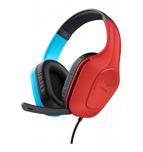 Trust GXT 416S Zirox Auriculares Alámbrico Diadema Juego Negro, Cian, Rojo