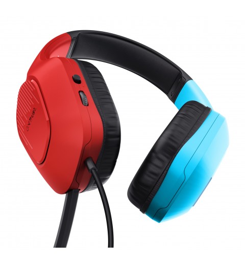 Trust GXT 416S Zirox Auriculares Alámbrico Diadema Juego Negro, Cian, Rojo