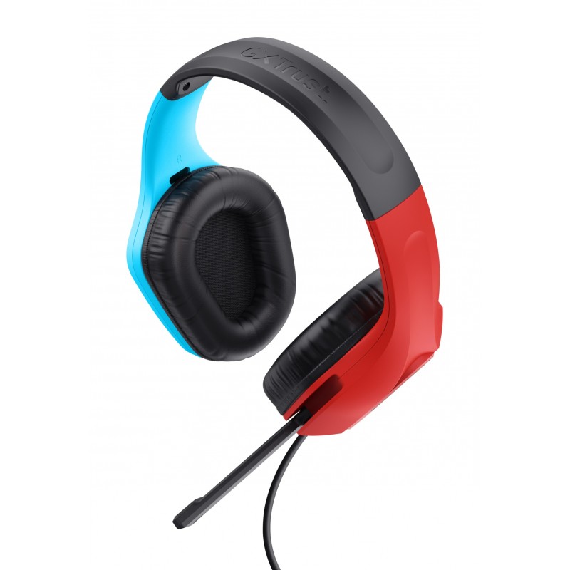 Trust GXT 416S Zirox Auriculares Alámbrico Diadema Juego Negro, Cian, Rojo