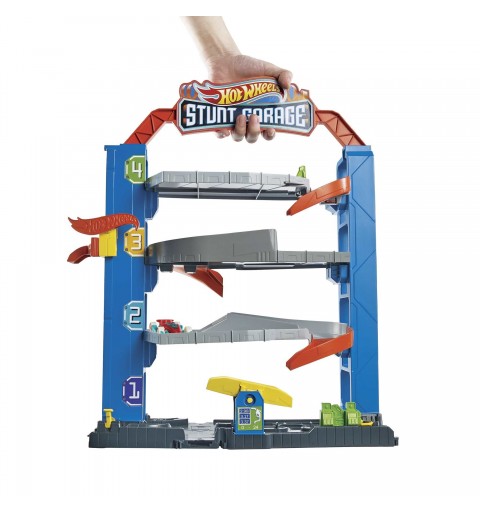 Hot Wheels City Garage delle Acrobazie, Playset con ascensore per i piani superiori, con collegamenti per altri set, Giocattolo