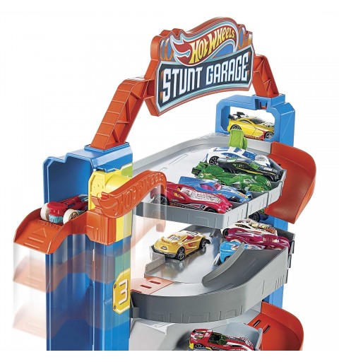 Hot Wheels City Garage delle Acrobazie, Playset con ascensore per i piani superiori, con collegamenti per altri set, Giocattolo