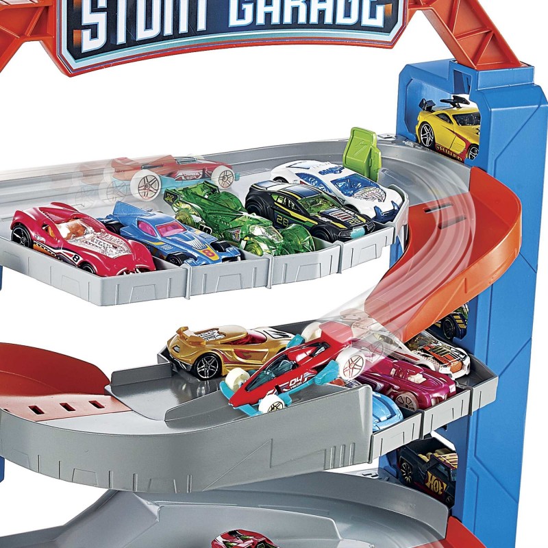 Hot Wheels City Garage delle Acrobazie, Playset con ascensore per i piani superiori, con collegamenti per altri set, Giocattolo