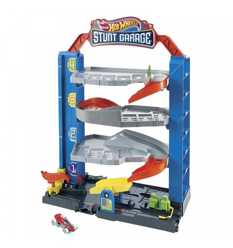 Hot Wheels City Garage delle Acrobazie, Playset con ascensore per i piani superiori, con collegamenti per altri set, Giocattolo