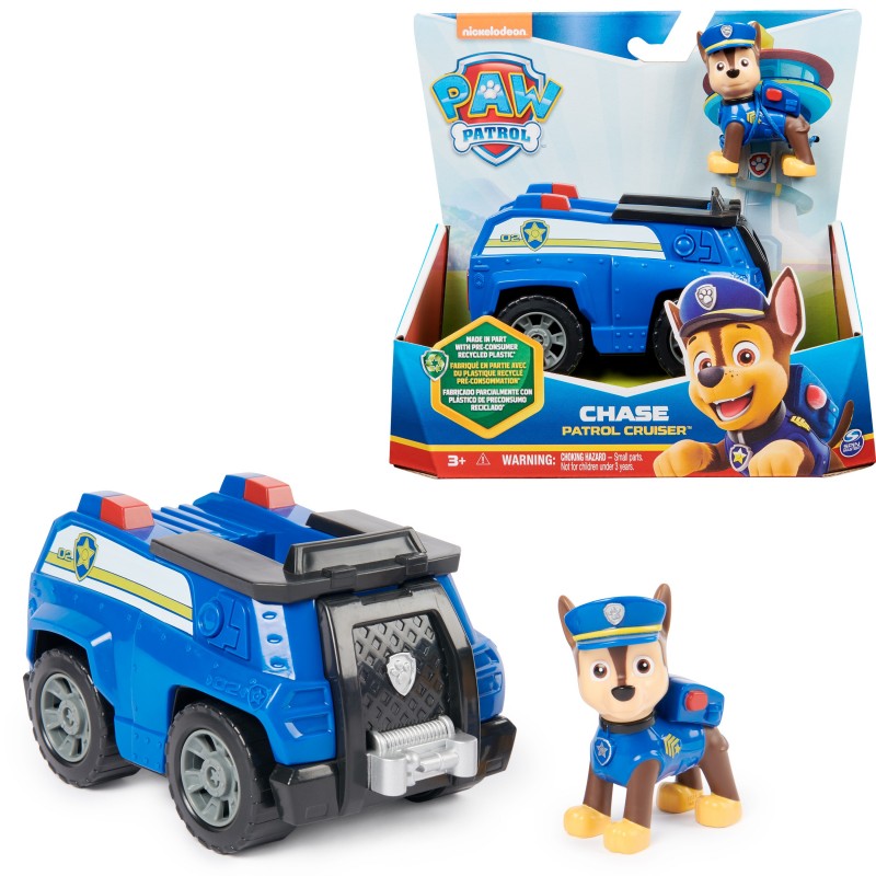 PAW Patrol , Chase’s Patrol Cruiser, Toy Car with Collectible Action Figure, Sustainably Minded Kids Toys for Boys & Girls Ages