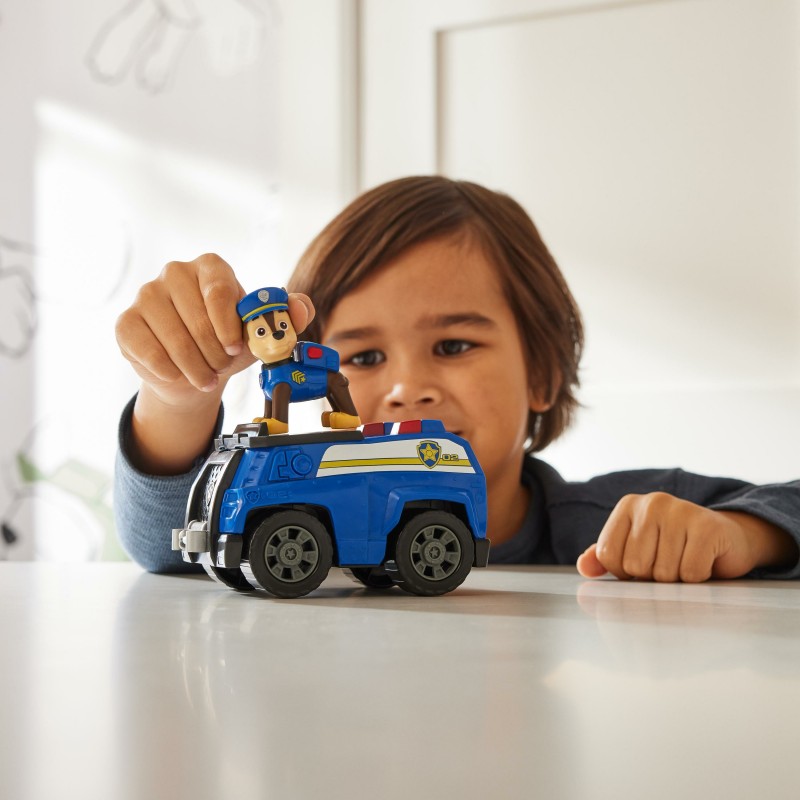 PAW Patrol - Pat Patrouille - VÉHICULE FIGURINE CHASE - Voiture 15 cm Figurine Pat Patrouille À Collectionner - Pat Patrouille