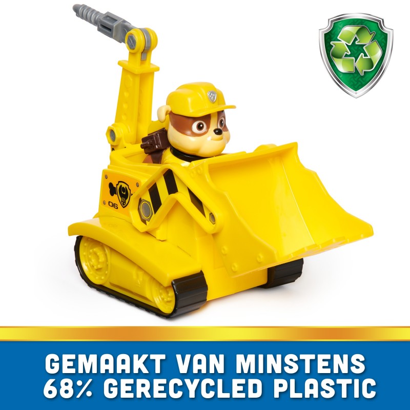 PAW Patrol , Rubble’s Bulldozer, Toy Vehicle with Collectible Action Figure, Sustainably Minded Kids Toys for Boys & Girls Ages