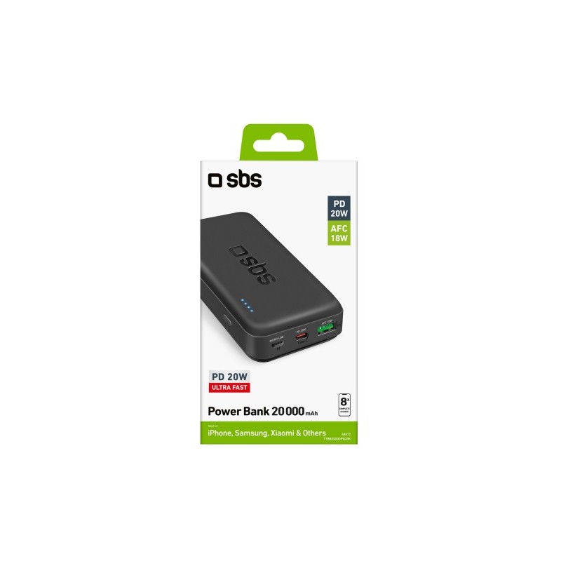 SBS TTBB20000PD20K batería externa Polímero de litio 20000 mAh Negro