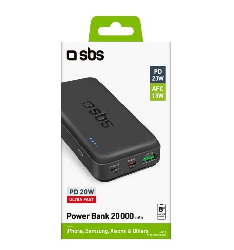 SBS TTBB20000PD20K banque d'alimentation électrique Lithium Polymère (LiPo) 20000 mAh Noir