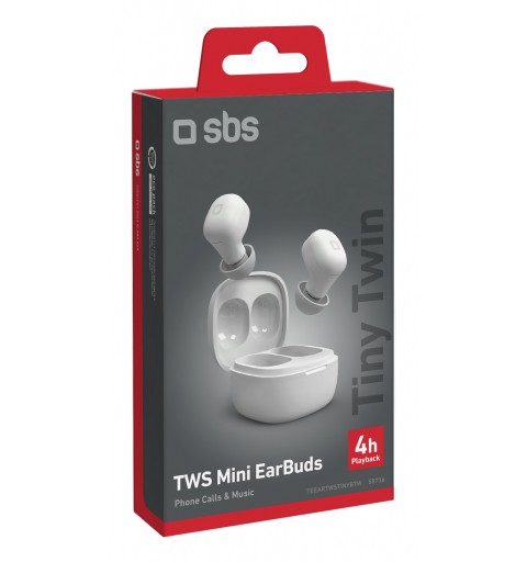 SBS Tiny Twin Auricolare True Wireless Stereo (TWS) In-ear Musica e Chiamate Bluetooth Bianco