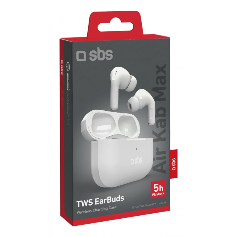 SBS Air Kab Max Auricolare True Wireless Stereo (TWS) In-ear Musica e Chiamate Bluetooth Bianco