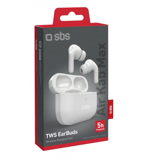 SBS Air Kab Max Auricolare True Wireless Stereo (TWS) In-ear Musica e Chiamate Bluetooth Bianco