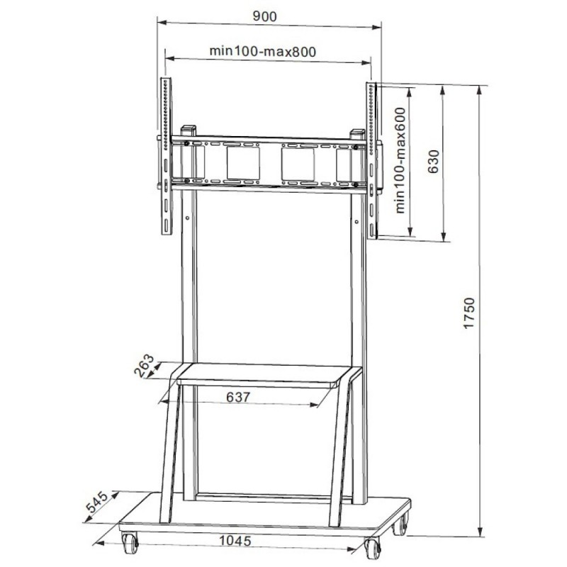 Techly ICA-TR30 signage display mount 2.54 m (100") Black