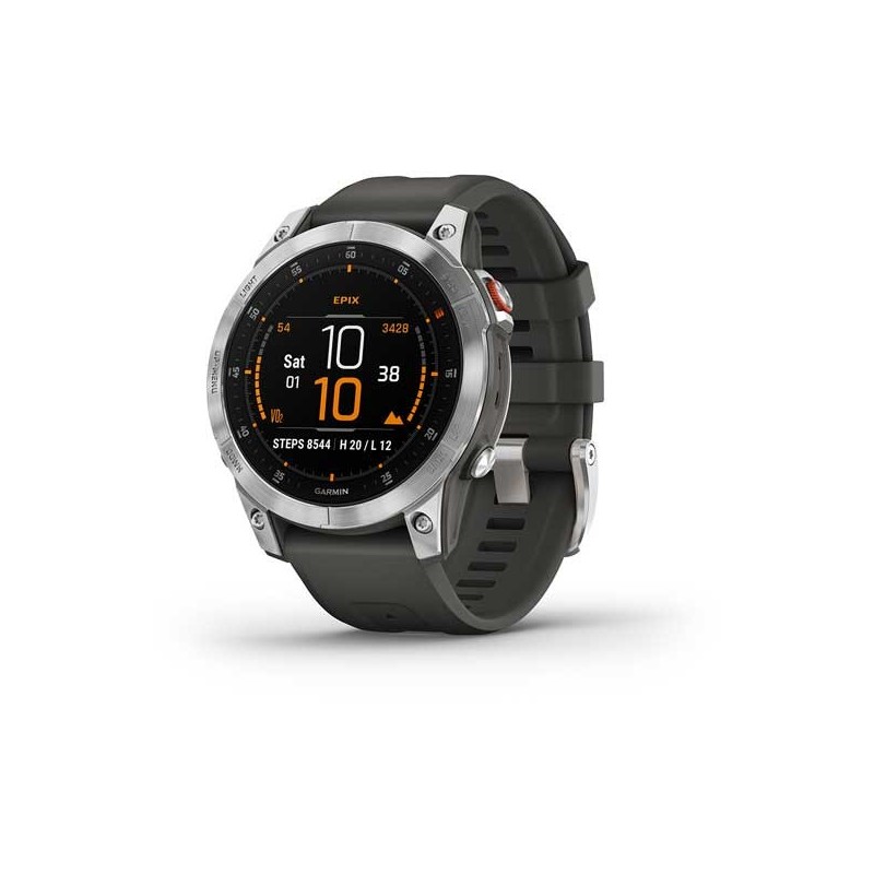 Garmin epix 3,3 cm (1.3") AMOLED 47 mm Digitale 416 x 416 Pixel Touch screen Argento Wi-Fi GPS (satellitare)