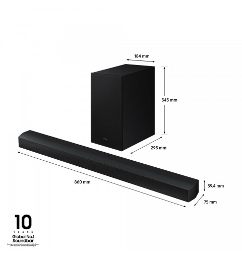 Samsung Soundbar HW-B650D ZF Serie B, 4 Speaker, Wireless Dolby 5.1ch, Audio a 3.1 Canali, Surround sound expansion,