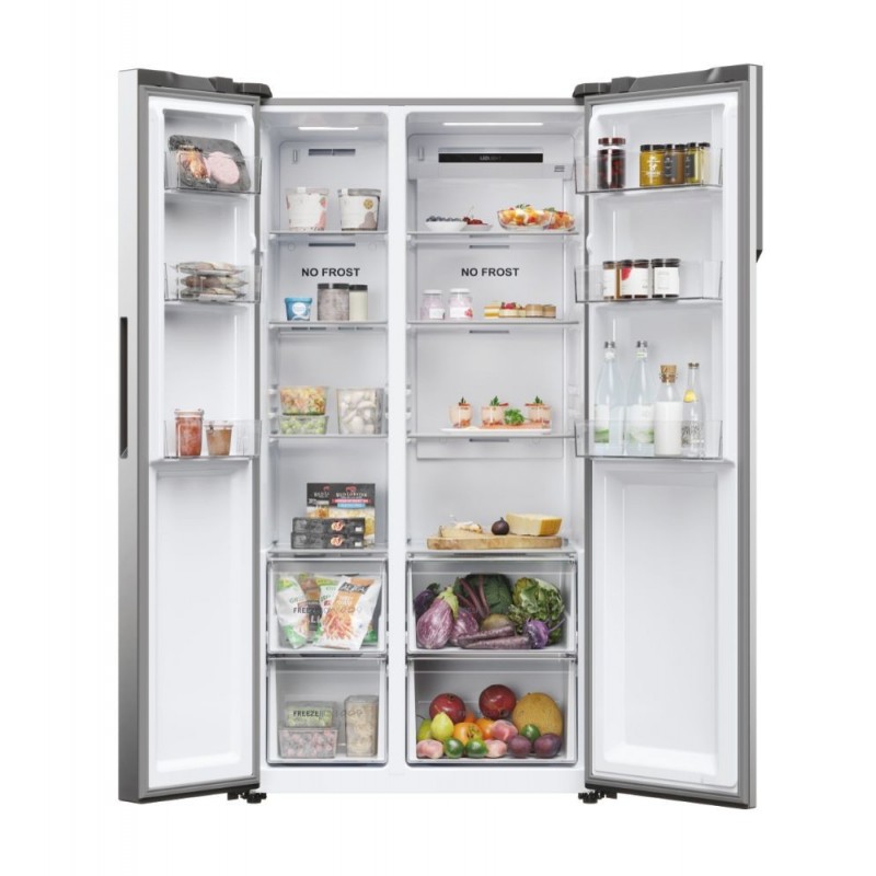 Haier SBS 90 Serie 5 HSR5918DNMP side-by-side refrigerator Freestanding 528 L D Platinum, Stainless steel