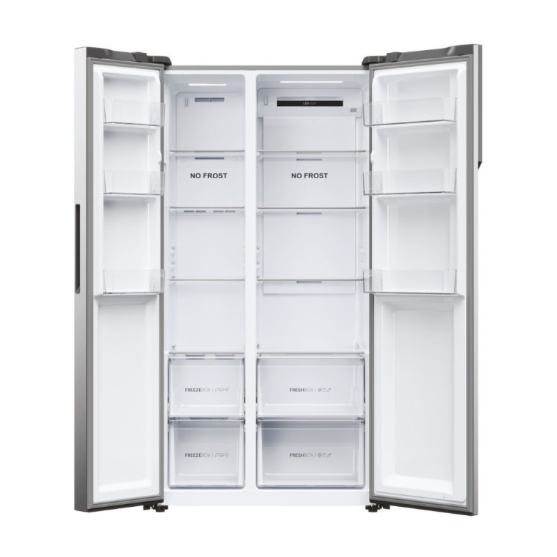 Haier SBS 90 Serie 5 HSR5918DNMP side-by-side refrigerator Freestanding 528 L D Platinum, Stainless steel