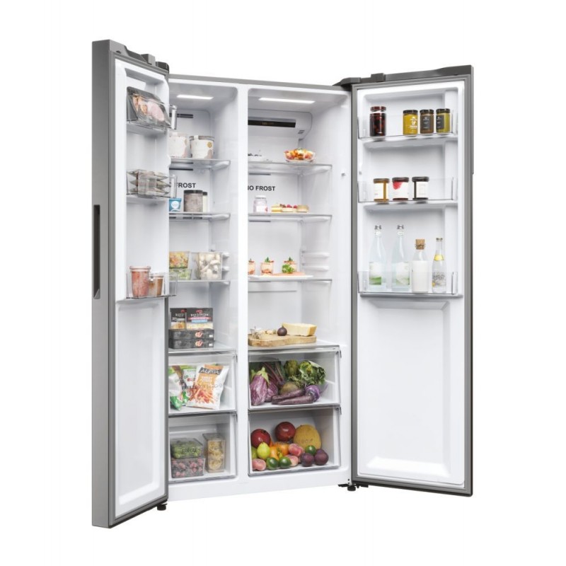 Haier SBS 90 Serie 5 HSR5918DNMP side-by-side refrigerator Freestanding 528 L D Platinum, Stainless steel