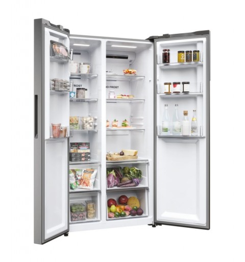 Haier SBS 90 Serie 5 HSR5918DNMP side-by-side refrigerator Freestanding 528 L D Platinum, Stainless steel