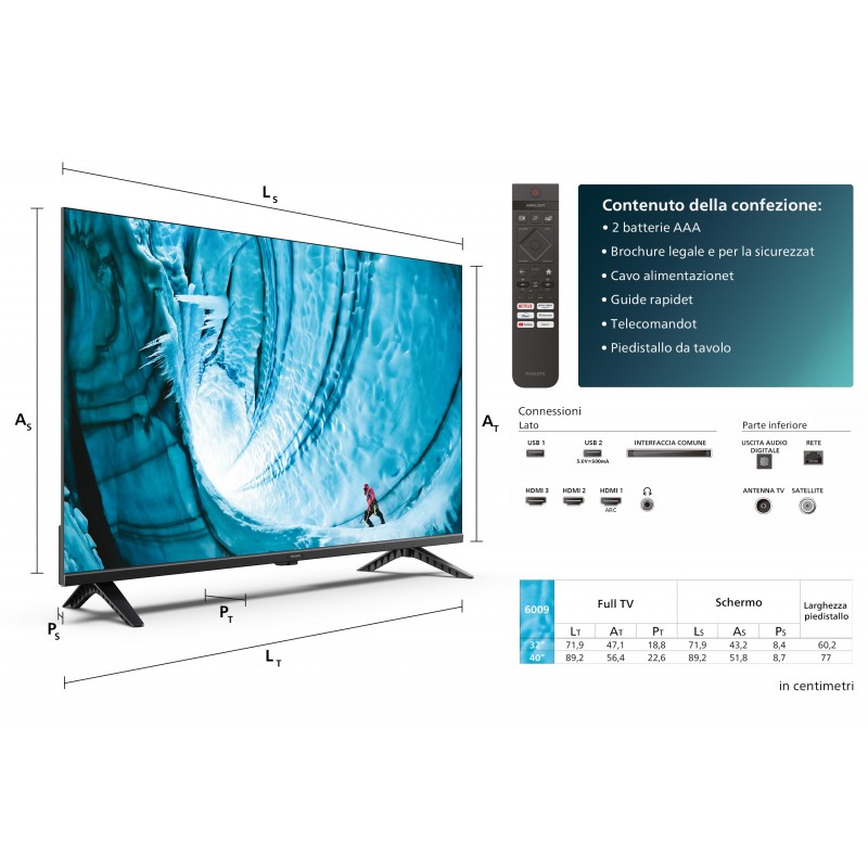 Philips 32PHS6009 12 Fernseher 81,3 cm (32") HD Smart-TV WLAN Schwarz