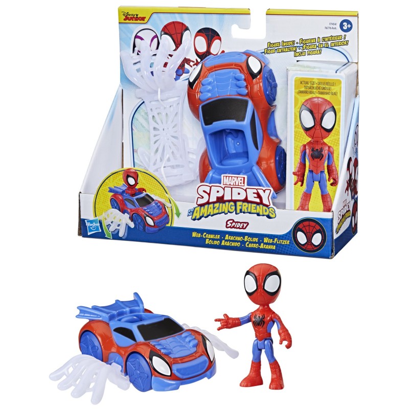 Marvel Spidey e I Suoi Fantastici Amici, set Spidey Web Crawler, action figure di Spidey con veicolo e accessorio, giocattoli ,