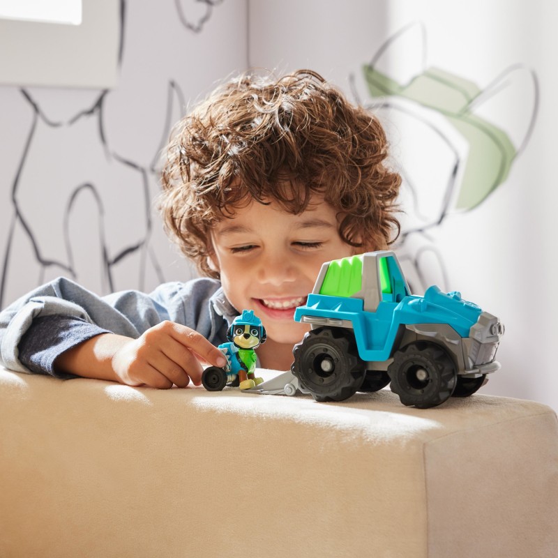 PAW Patrol , Dinosaur Rescue Vehicle de Rex, vehículo de juguete con figura de acción coleccionable, juguetes respetuosos con