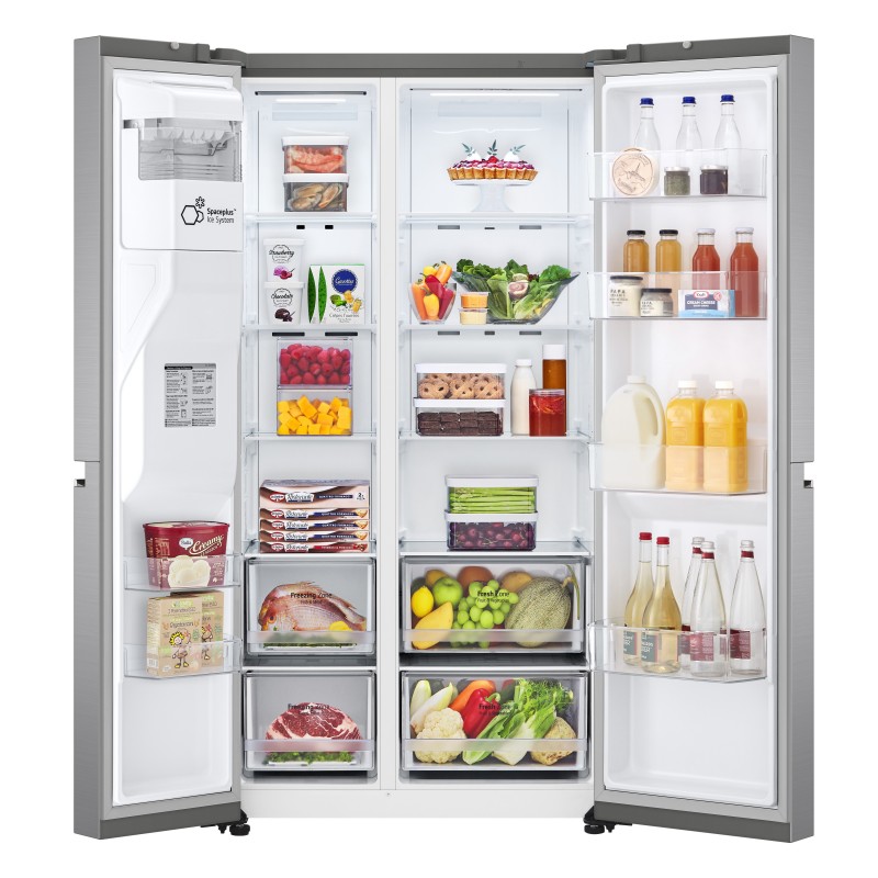 LG GSLV70PZTD side-by-side refrigerator Freestanding 635 L D Metallic, Silver