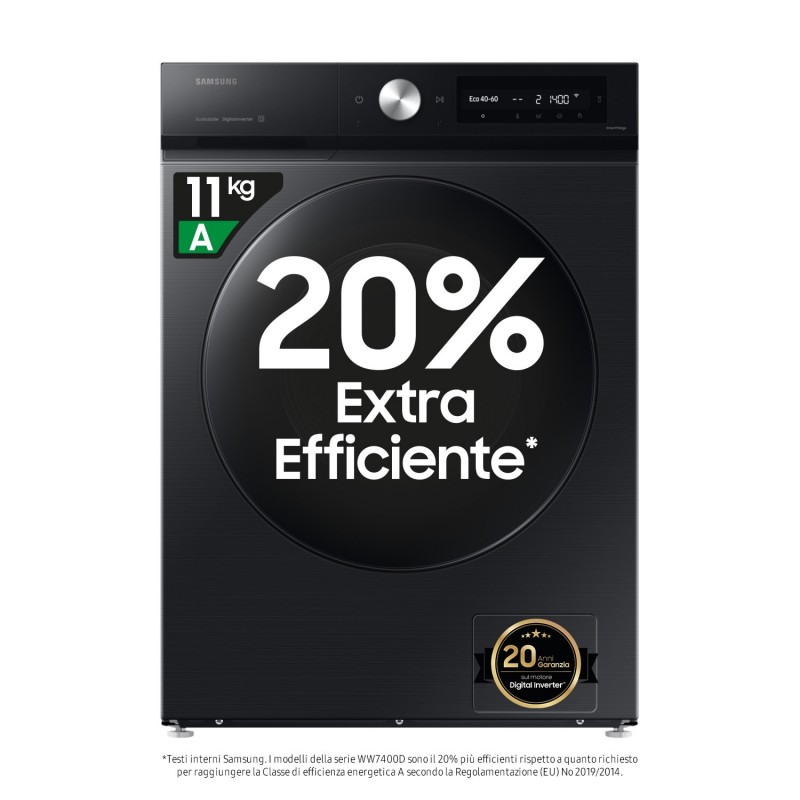 Samsung Lavadora 11kg Negra AI Ecobubble™ , Clasificación Energética A WW11DB7B94GBU3