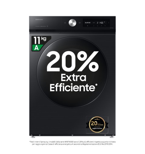 Samsung Lavadora 11kg Negra AI Ecobubble™ , Clasificación Energética A WW11DB7B94GBU3