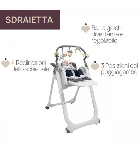 Chicco Polly Magic Relax Multifunctional high chair Padded seat Grey, White