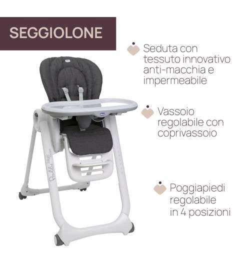 Chicco Polly Magic Relax Alzasedia multifunzione Seduta imbottita Grigio, Bianco