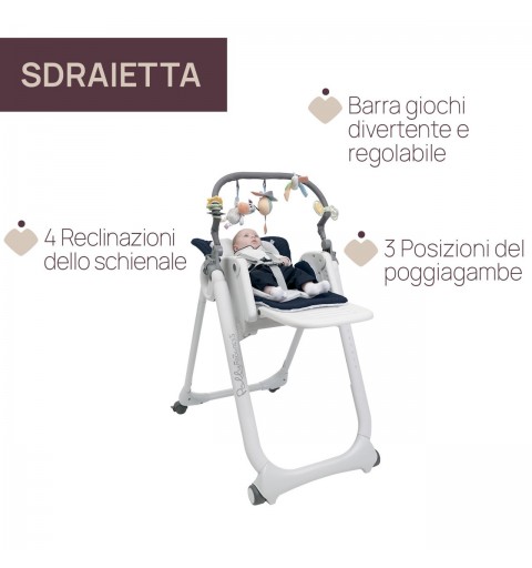 Chicco Polly Magic Relax Alzasedia multifunzione Seduta imbottita Blu, Grigio, Bianco