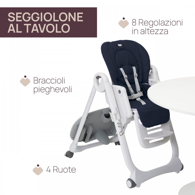 Chicco Polly Magic Relax Alzasedia multifunzione Seduta imbottita Blu, Grigio, Bianco