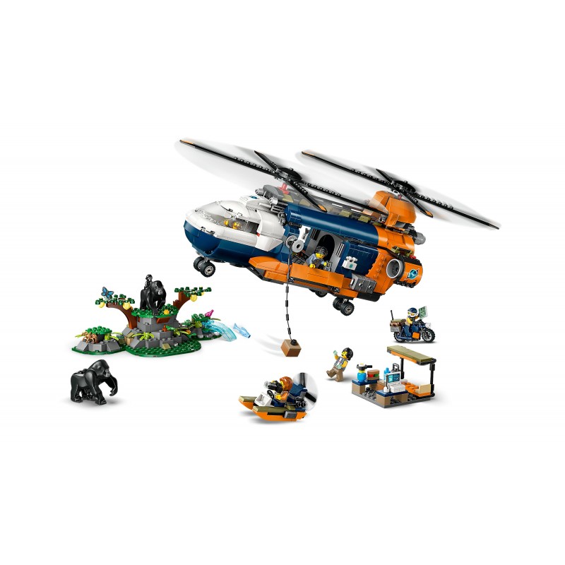 LEGO Exploradores de la Jungla Helicóptero en Campamento Base