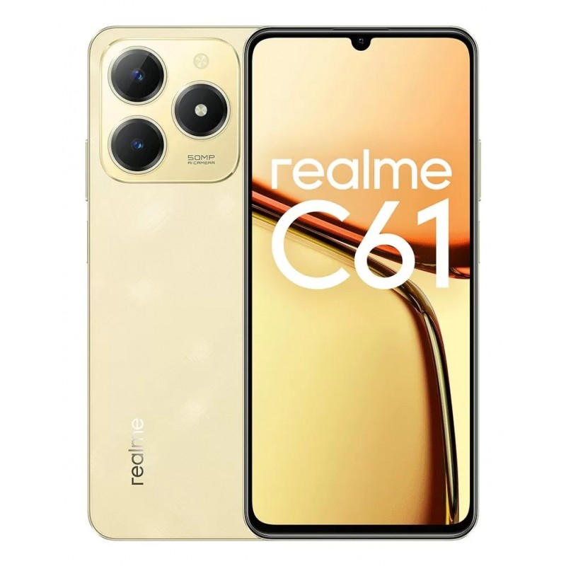 realme C61 17,1 cm (6.74") Double SIM Android 14 4G USB Type-C 6 Go 256 Go 5000 mAh Or