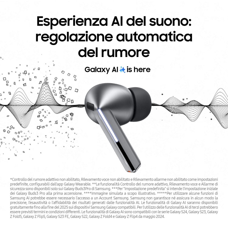 Samsung Galaxy Buds3 Pro Auriculares True Wireless Stereo (TWS) Dentro de oído Llamadas Música USB Tipo C Bluetooth Plata