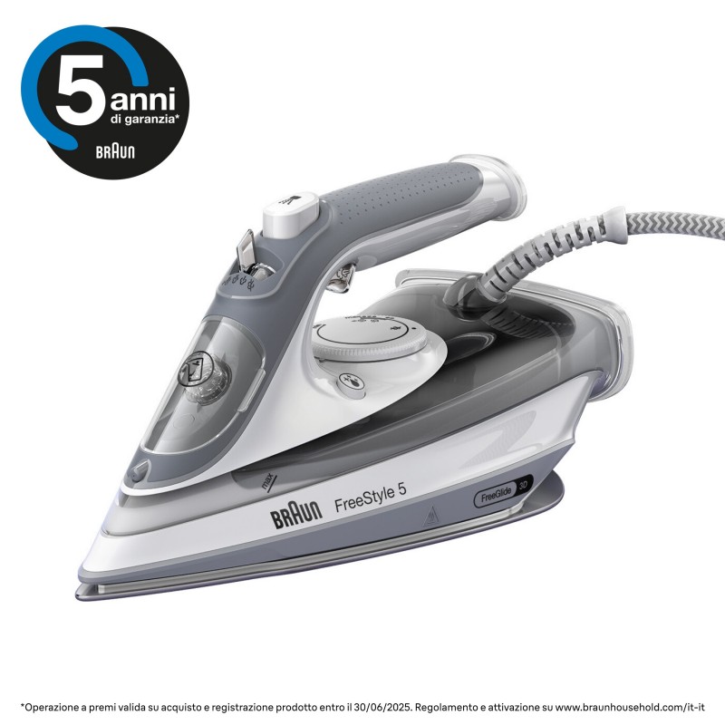 Braun TexStyle 5 SI 5078 GY Dry & Steam iron EloxalPlus soleplate 2800 W Grey, White