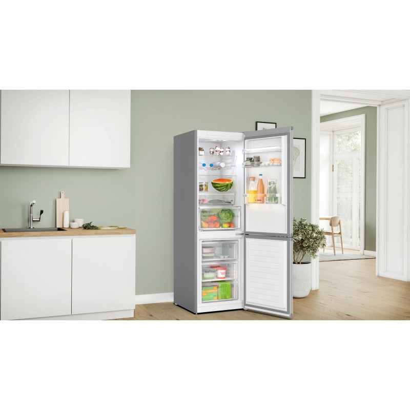 Bosch Serie 4 KGN367LDF fridge-freezer Freestanding 321 L D Stainless steel