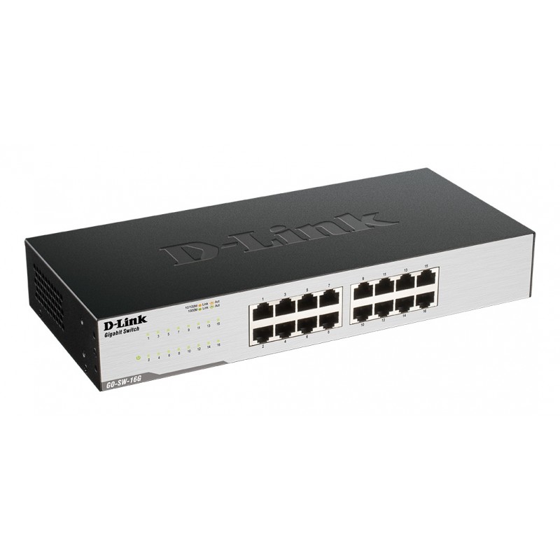 D-Link GO-SW-16G No administrado L2 Gigabit Ethernet (10 100 1000) 1U Negro